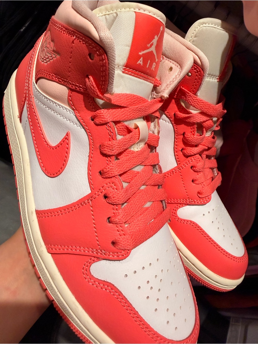 Nike Air Jordan 1 Mid - White & Coral Sneakers 7W